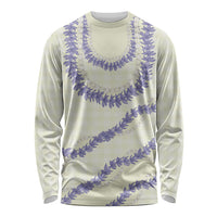 Hawaii Honohono Palaka Motifs Long Sleeve Shirt Hawaiian Orchid Lei LT14 Unisex Cream - Polynesian Pride
