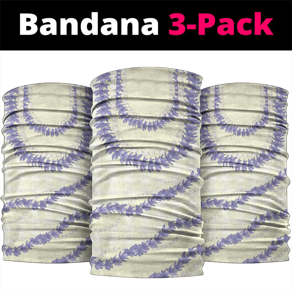 Hawaii Honohono Palaka Motifs Neck Gaiter Hawaiian Orchid Lei LT14 package One Size: 25*50cm Cream - Polynesian Pride