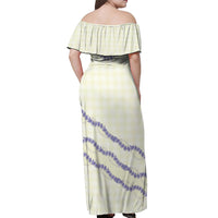 Hawaii Honohono Palaka Motifs Off Shoulder Maxi Dress Hawaiian Orchid Lei LT14 - Polynesian Pride
