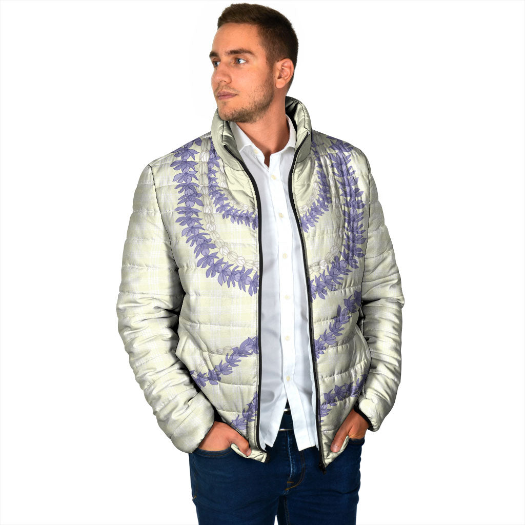 Hawaii Honohono Palaka Motifs Padded Jacket Hawaiian Orchid Lei