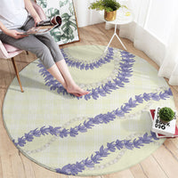 Hawaii Honohono Palaka Motifs Round Carpet Hawaiian Orchid Lei