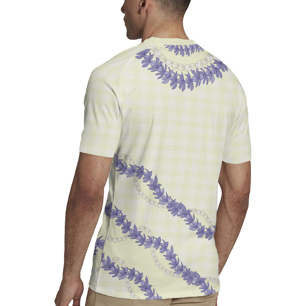 Hawaii Honohono Palaka Motifs Rugby Jersey Hawaiian Orchid Lei