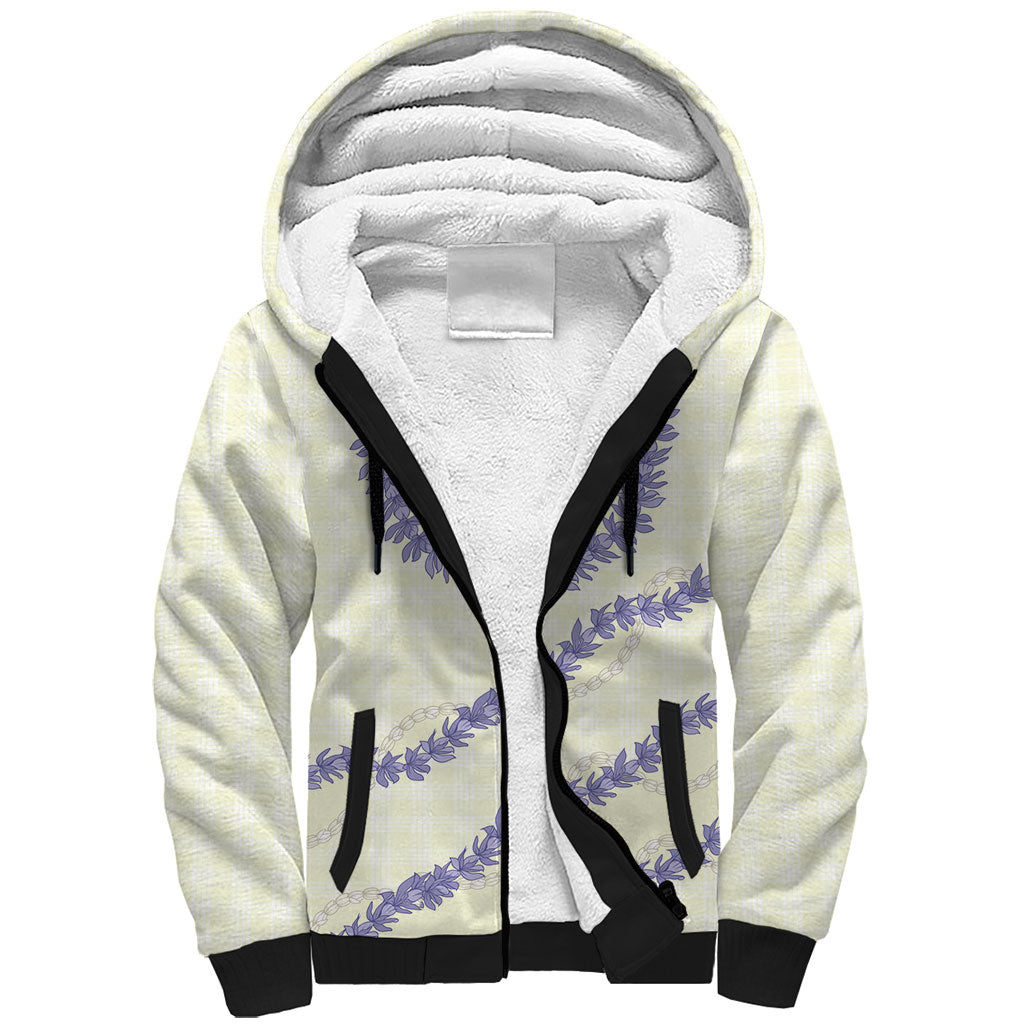 Hawaii Honohono Palaka Motifs Sherpa Hoodie Hawaiian Orchid Lei LT14 Unisex Cream - Polynesian Pride