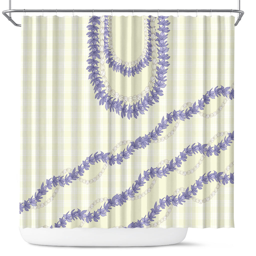 Hawaii Honohono Palaka Motifs Shower Curtain Hawaiian Orchid Lei LT14 Cream - Polynesian Pride