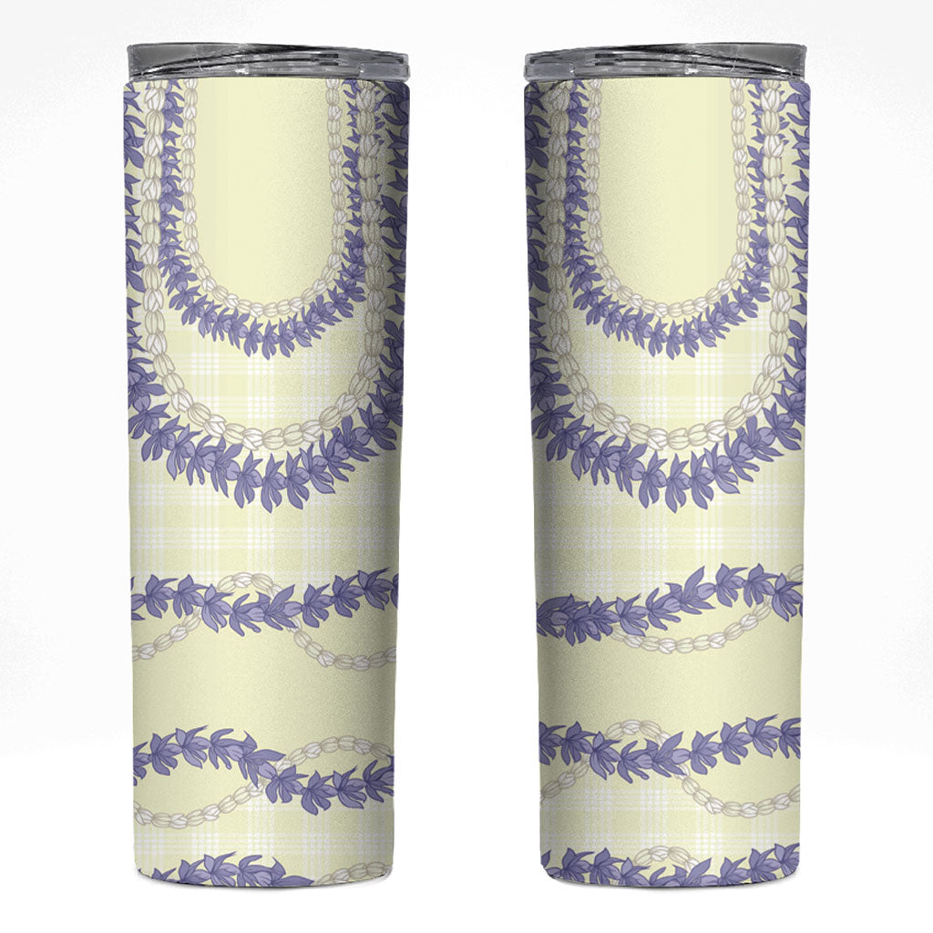 Hawaii Honohono Palaka Motifs Skinny Tumbler Hawaiian Orchid Lei LT14 Cream - Polynesian Pride