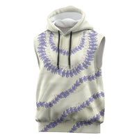 Hawaii Honohono Palaka Motifs Sleeveless Hoodie Hawaiian Orchid Lei LT14 Cream - Polynesian Pride