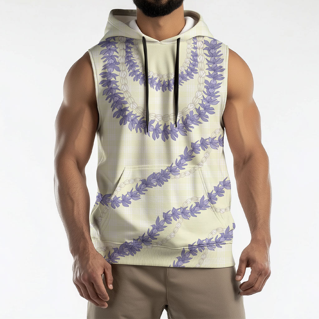 Hawaii Honohono Palaka Motifs Sleeveless Hoodie Hawaiian Orchid Lei LT14 - Polynesian Pride