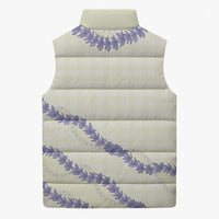 Hawaii Honohono Palaka Motifs Sleeveless Puffer Jacket Hawaiian Orchid Lei
