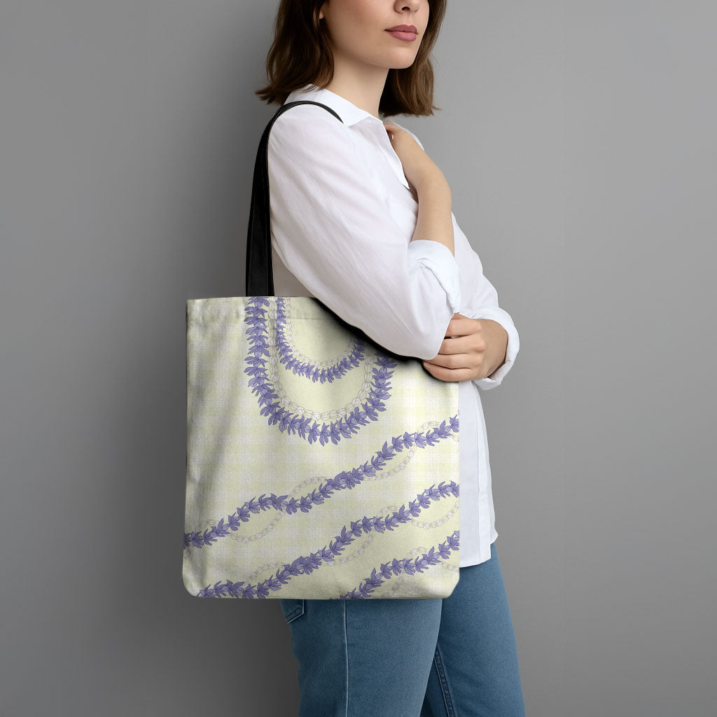 Hawaii Honohono Palaka Motifs Tote Bag Hawaiian Orchid Lei LT14 - Polynesian Pride
