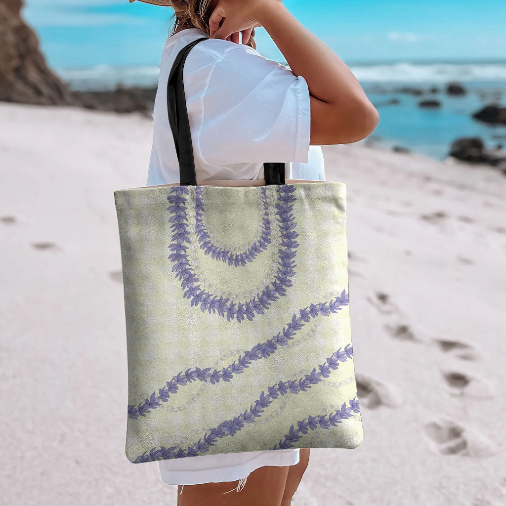 Hawaii Honohono Palaka Motifs Tote Bag Hawaiian Orchid Lei LT14 - Polynesian Pride