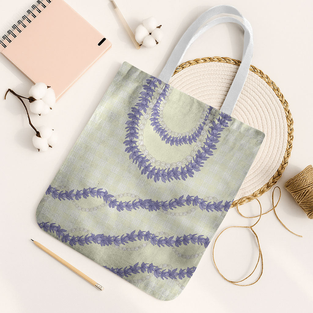 Hawaii Honohono Palaka Motifs Tote Bag Hawaiian Orchid Lei LT14 White Strap One Size Cream - Polynesian Pride