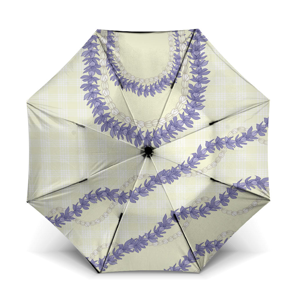 Hawaii Honohono Palaka Motifs Umbrella Hawaiian Orchid Lei LT14 One Size Folded 11.42 inch Opened Diameter 37.4 inch Cream - Polynesian Pride