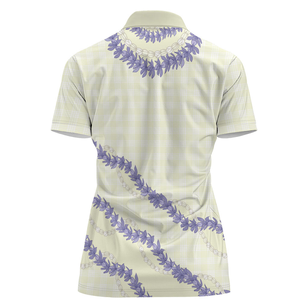 Hawaii Honohono Palaka Motifs Women Polo Shirt Hawaiian Orchid Lei