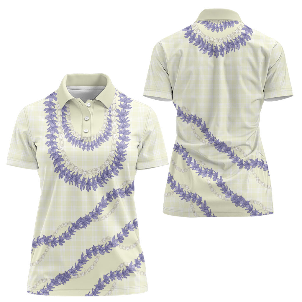 Hawaii Honohono Palaka Motifs Women Polo Shirt Hawaiian Orchid Lei