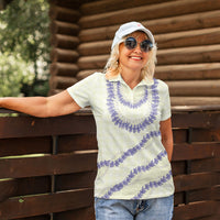 Hawaii Honohono Palaka Motifs Women Polo Shirt Hawaiian Orchid Lei