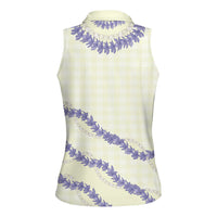 Hawaii Honohono Palaka Motifs Women Sleeveless Polo Shirt Hawaiian Orchid Lei LT14 - Polynesian Pride