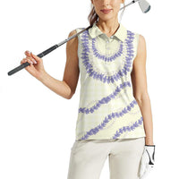 Hawaii Honohono Palaka Motifs Women Sleeveless Polo Shirt Hawaiian Orchid Lei LT14 - Polynesian Pride
