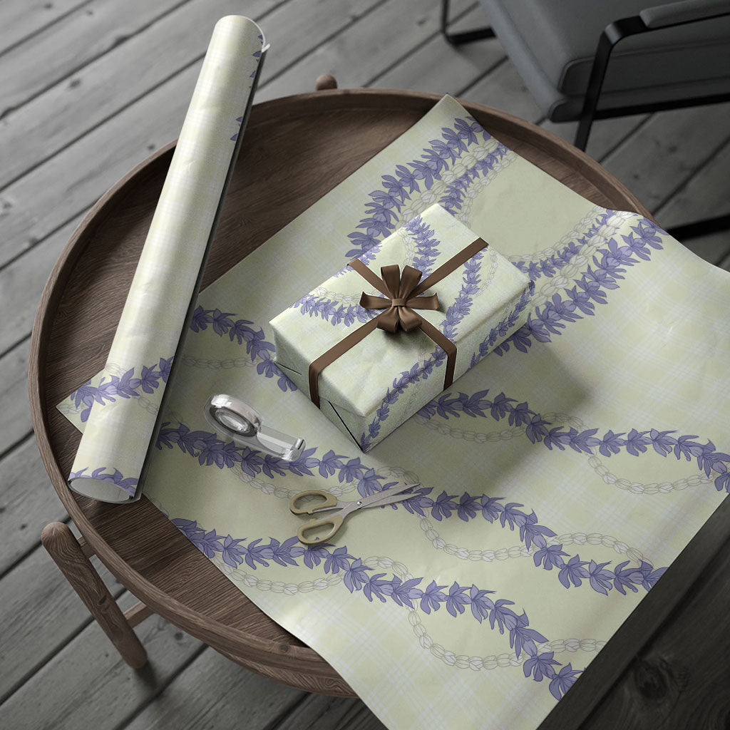Hawaii Honohono Palaka Motifs Wrapping Paper Hawaiian Orchid Lei