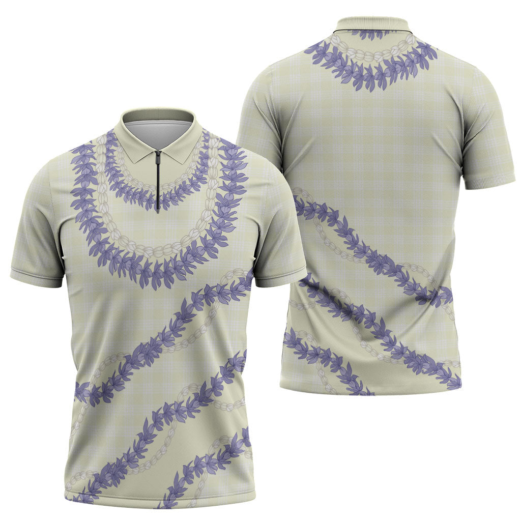 Hawaii Honohono Palaka Motifs Zipper Polo Shirt Hawaiian Orchid Lei LT14 - Polynesian Pride