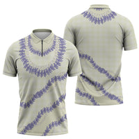 Hawaii Honohono Palaka Motifs Zipper Polo Shirt Hawaiian Orchid Lei LT14 - Polynesian Pride