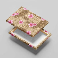 Beige Hawaii Hibiscus With Tropical Flowers Motifs Canvas Wall Art LT14 - Polynesian Pride
