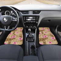 Beige Hawaii Hibiscus With Tropical Flowers Motifs Car Mats - Polynesian Pride