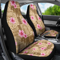 Beige Hawaii Hibiscus With Tropical Flowers Motifs Car Seat Cover - Polynesian Pride
