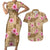 Beige Hawaii Hibiscus With Tropical Flowers Motifs Couples Matching Short Sleeve Bodycon Dress and Hawaiian Shirt - Polynesian Pride