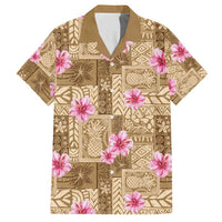 Beige Hawaii Hibiscus With Tropical Flowers Motifs Hawaiian Shirt - Polynesian Pride