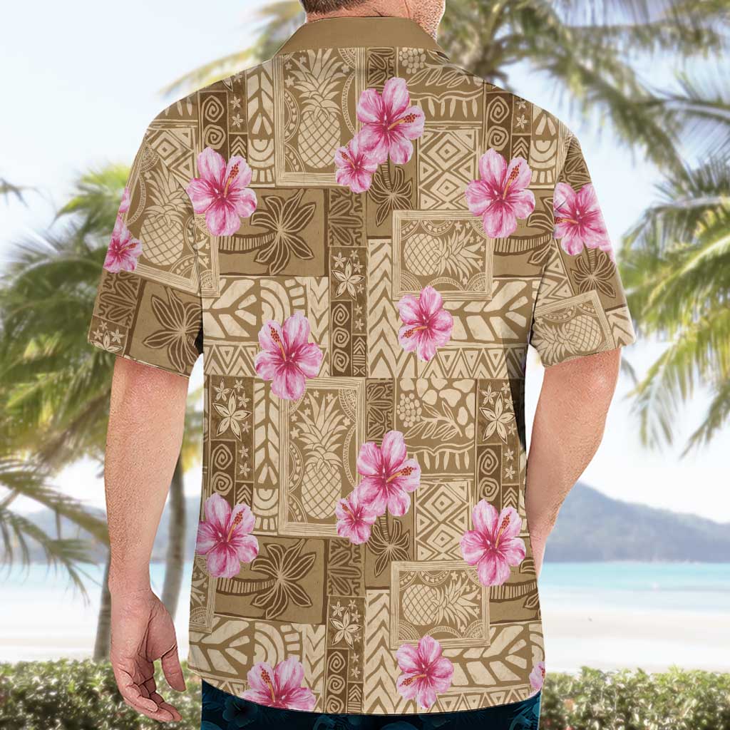Beige Hawaii Hibiscus With Tropical Flowers Motifs Hawaiian Shirt - Polynesian Pride