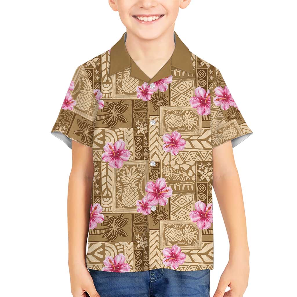 Beige Hawaii Hibiscus With Tropical Flowers Motifs Hawaiian Shirt - Polynesian Pride