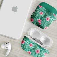 Cyan Hawaii Hibiscus With Tropical Flowers Motifs AirPods Case - Polynesian Pride