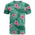 Cyan Hawaii Hibiscus With Tropical Flowers Motifs T Shirt - Polynesian Pride