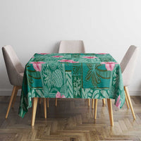 Cyan Hawaii Hibiscus With Tropical Flowers Motifs Tablecloth LT14 - Polynesian Pride