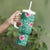 Cyan Hawaii Hibiscus With Tropical Flowers Motifs Tumbler With Handle - Polynesian Pride