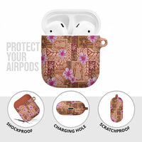Orange Hawaii Hibiscus With Tropical Flowers Motifs AirPods Case - Polynesian Pride
