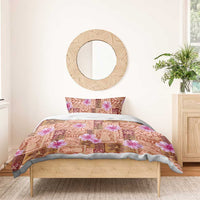 Orange Hawaii Hibiscus With Tropical Flowers Motifs Bedding Set - Polynesian Pride