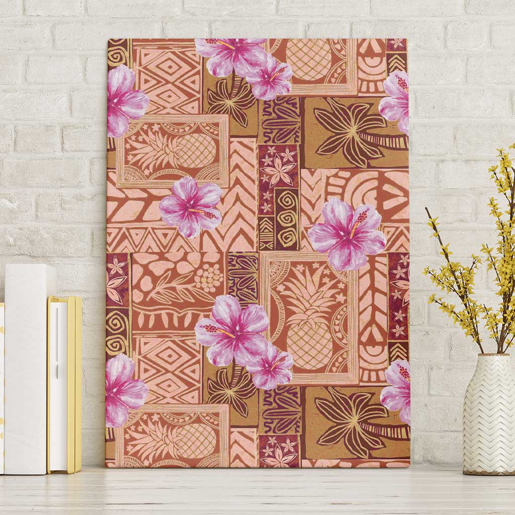 Orange Hawaii Hibiscus With Tropical Flowers Motifs Canvas Wall Art LT14 Without Frame Orange - Polynesian Pride