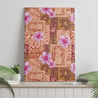 Orange Hawaii Hibiscus With Tropical Flowers Motifs Canvas Wall Art LT14 - Polynesian Pride