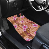 Orange Hawaii Hibiscus With Tropical Flowers Motifs Car Mats - Polynesian Pride