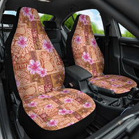 Orange Hawaii Hibiscus With Tropical Flowers Motifs Car Seat Cover - Polynesian Pride