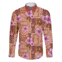 Orange Hawaii Hibiscus With Tropical Flowers Motifs Family Matching Off Shoulder Short Dress and Hawaiian Shirt - Polynesian Pride