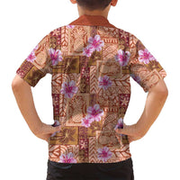 Orange Hawaii Hibiscus With Tropical Flowers Motifs Family Matching Puletasi and Hawaiian Shirt - Polynesian Pride