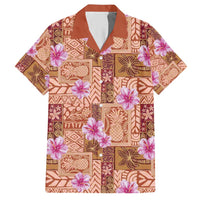 Orange Hawaii Hibiscus With Tropical Flowers Motifs Hawaiian Shirt - Polynesian Pride