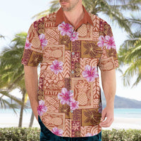 Orange Hawaii Hibiscus With Tropical Flowers Motifs Hawaiian Shirt - Polynesian Pride