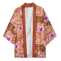 Orange Hawaii Hibiscus With Tropical Flowers Motifs Kimono - Polynesian Pride