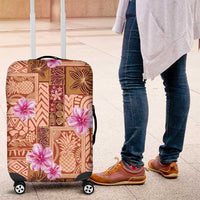 Orange Hawaii Hibiscus With Tropical Flowers Motifs Luggage Cover - Polynesian Pride