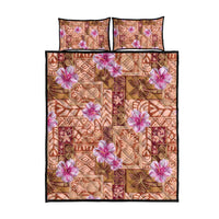 Orange Hawaii Hibiscus With Tropical Flowers Motifs Quilt Bed Set - Polynesian Pride