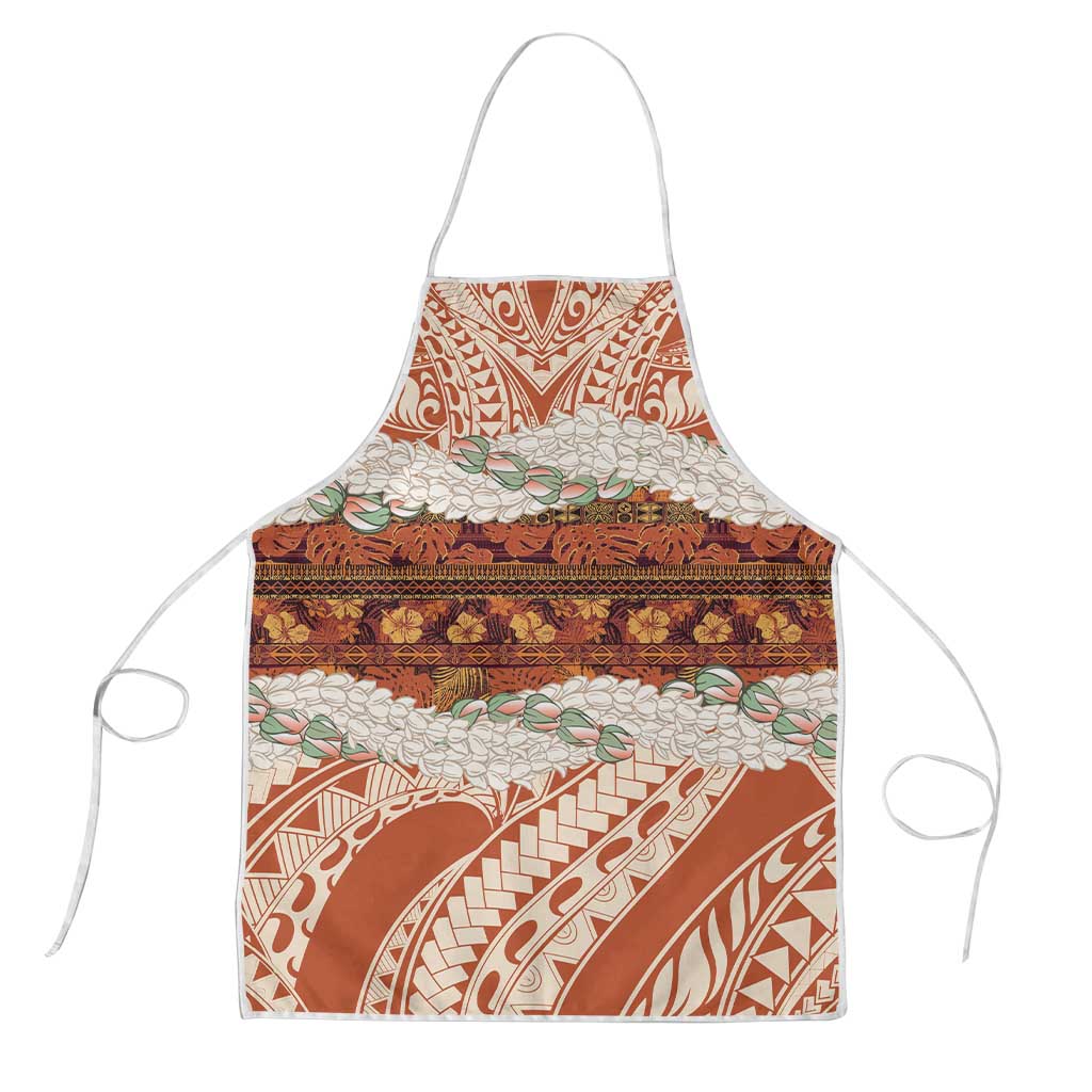 Aloha Hawaii Mikioi Lei Apron Beige Tropical Flower Pattern - Polynesian Pride