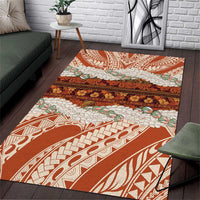 Aloha Hawaii Mikioi Lei Area Rug Beige Tropical Flower Pattern - Polynesian Pride